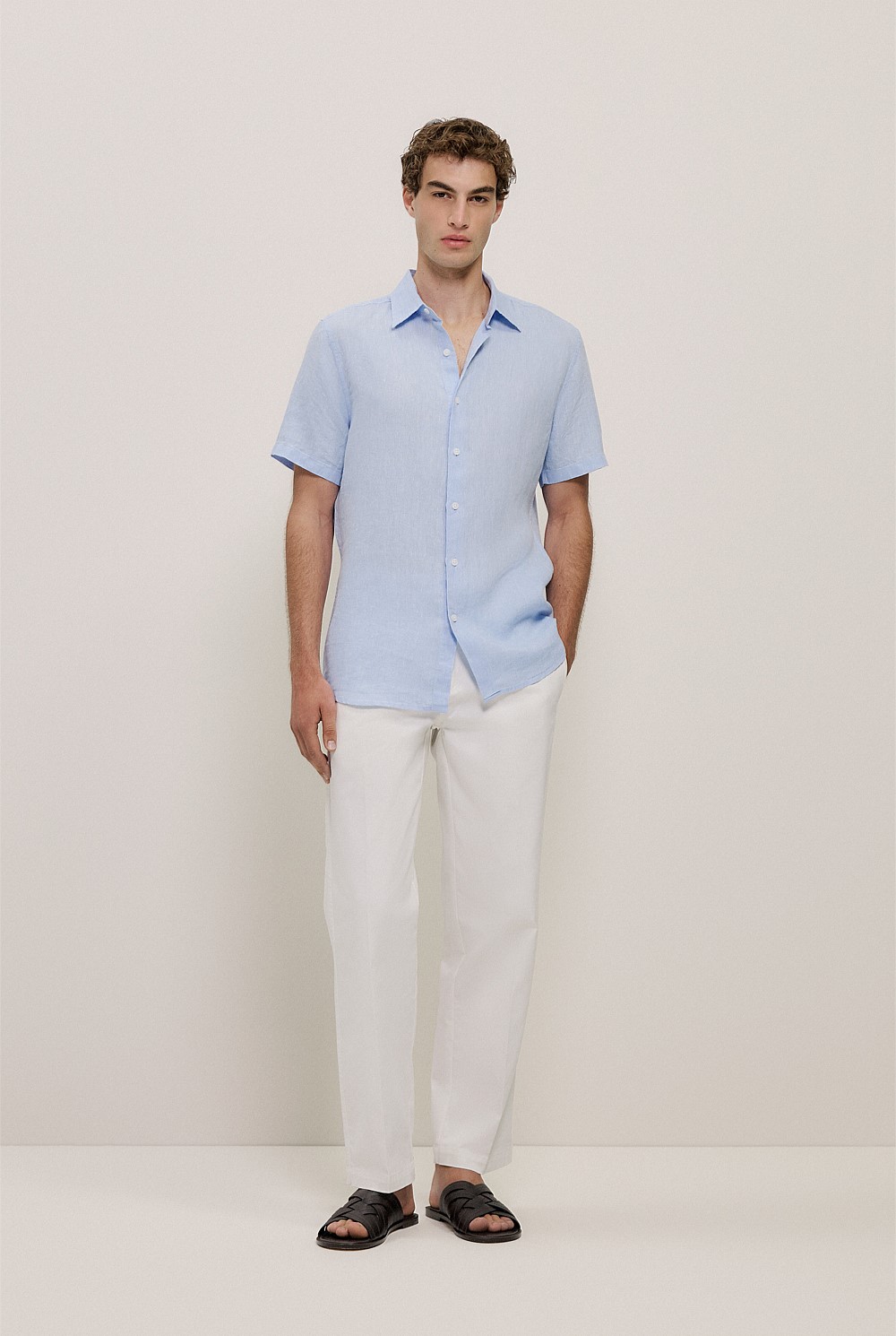 Regular Fit Delave Linen Short Sleeve Shirt