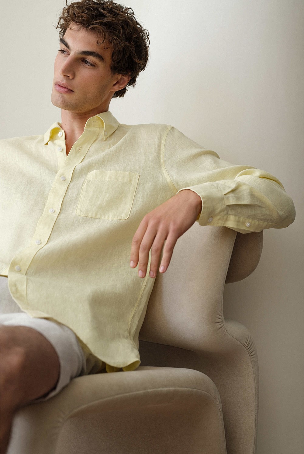 Regular Fit Linen Classic Long Sleeve Shirt