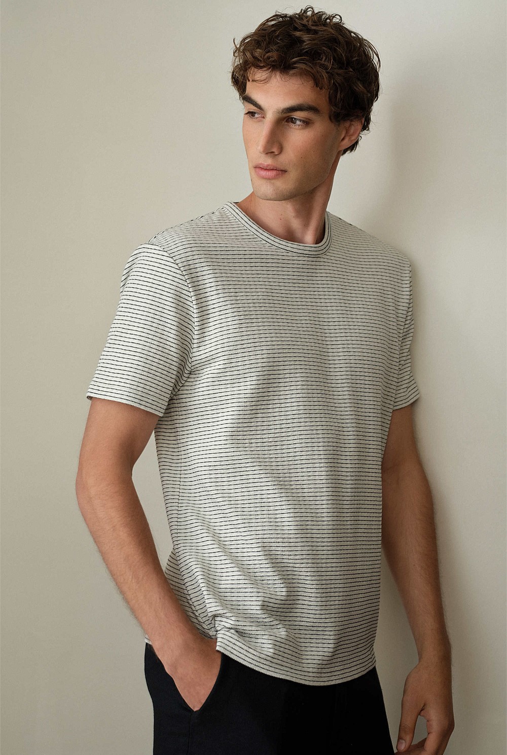 Jacquard Cotton Textured T-shirt