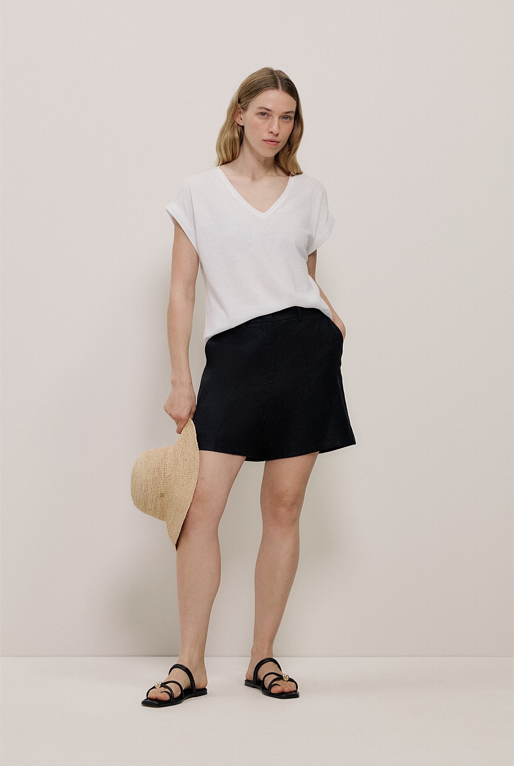 Linen Cotton V Neck T-shirt