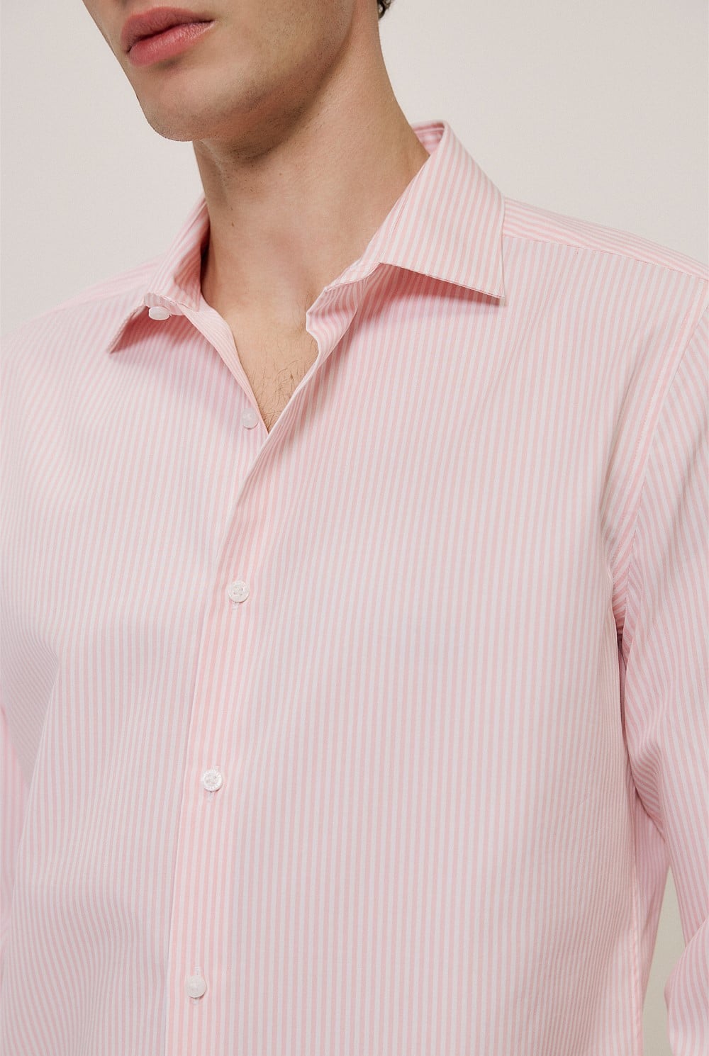 Cotton Poplin Stripe Tailored Fit Shirt