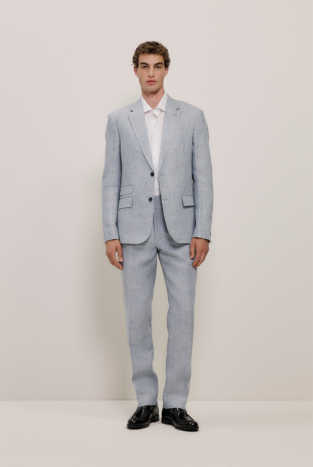 Textured Linen Straight Leg Trouser