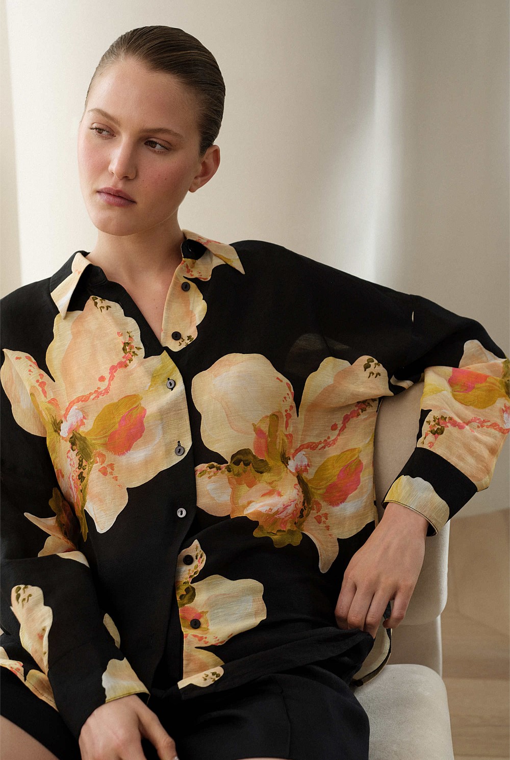 Caelia Linen Silk Relaxed Shirt