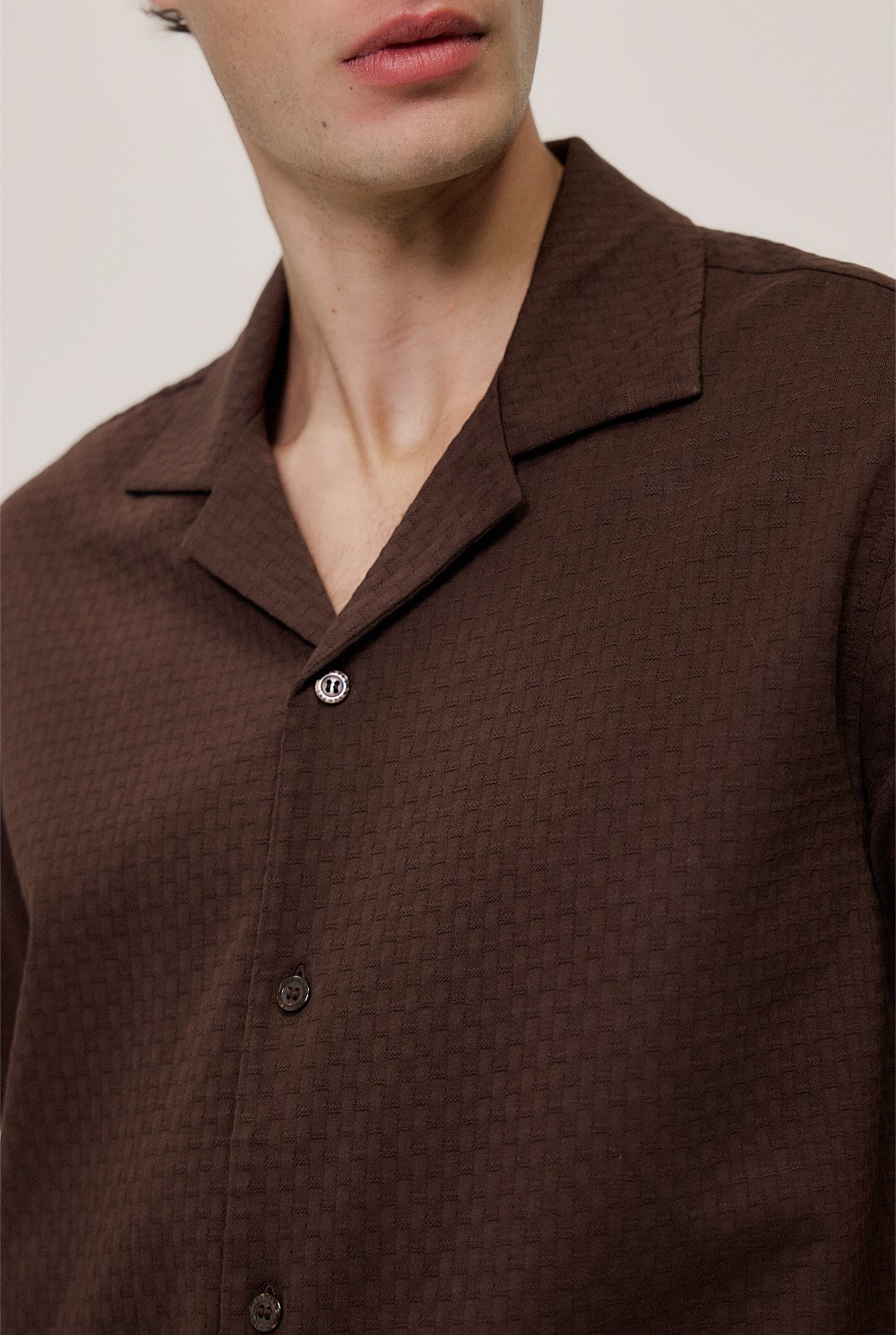Basketweave Cotton Camp Shirt