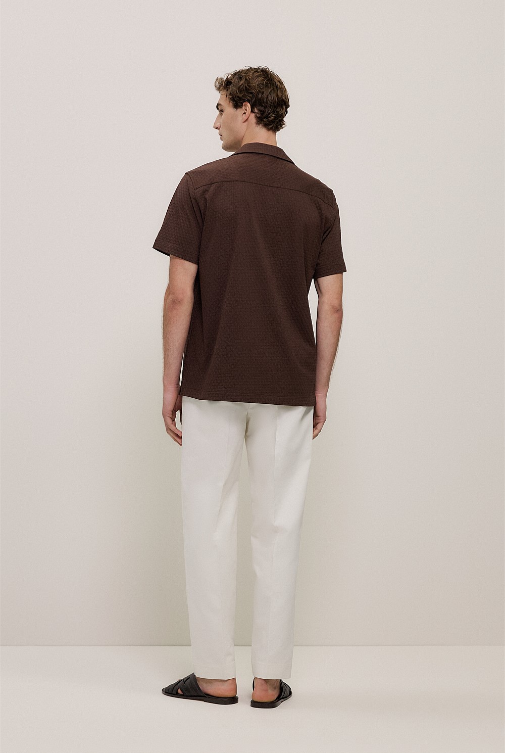Basketweave Cotton Camp Shirt