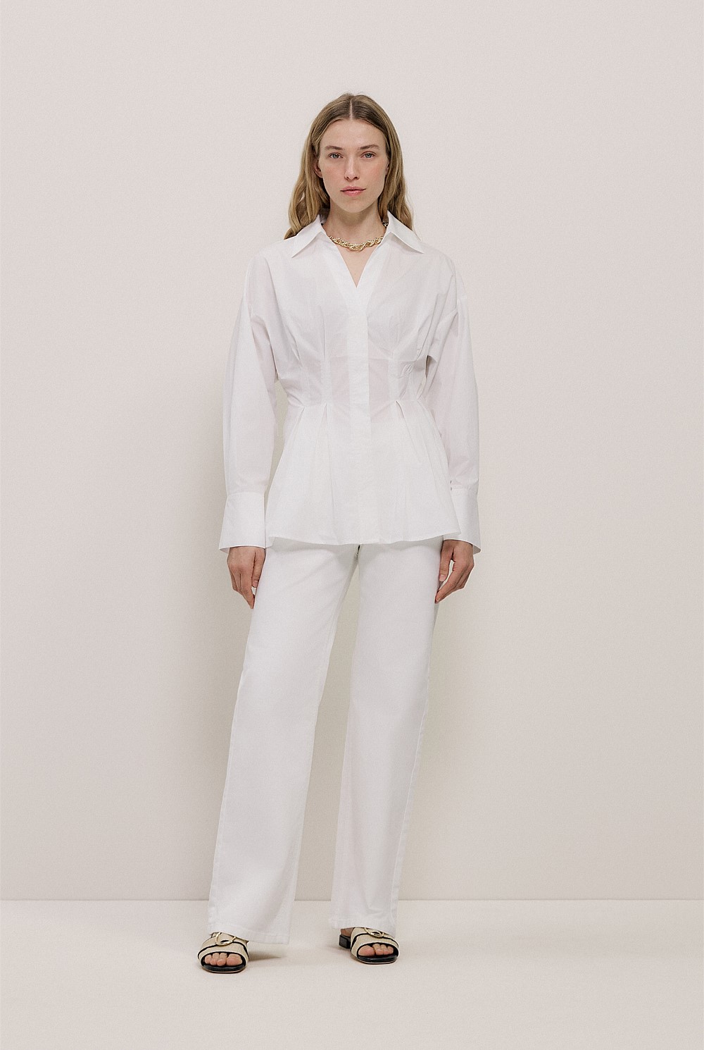 Poplin Cinched Waist Shirt