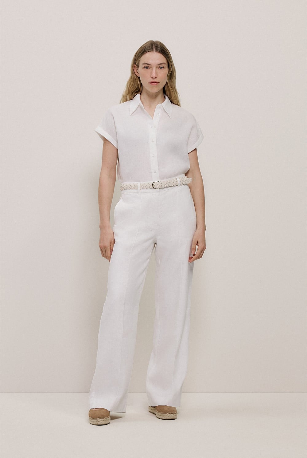 Linen Cap Sleeve Shirt