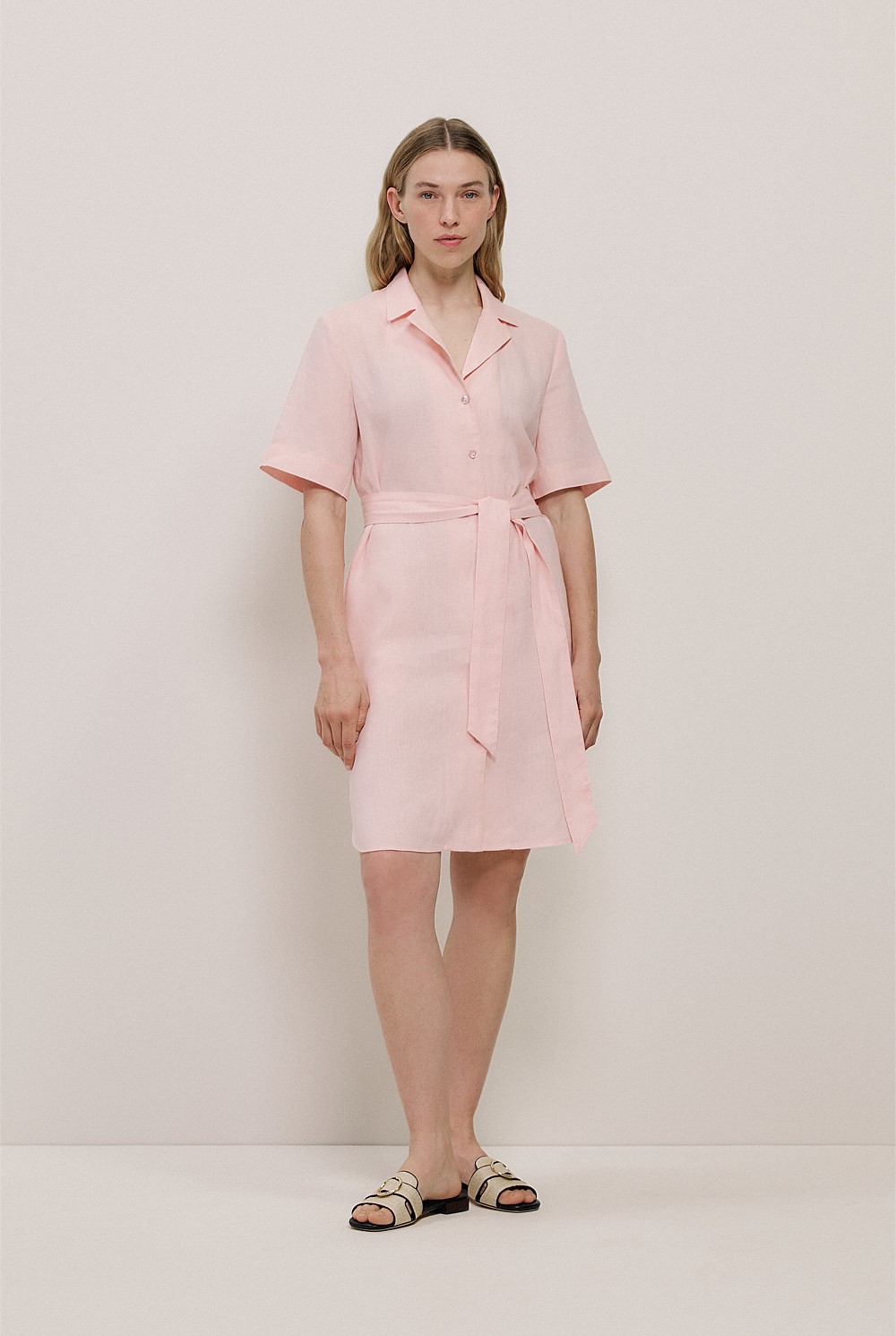 Linen Belted Shirt Dress