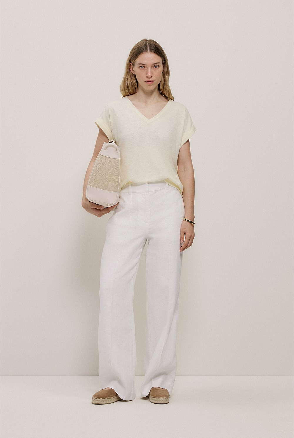 Linen Cotton V Neck T-shirt