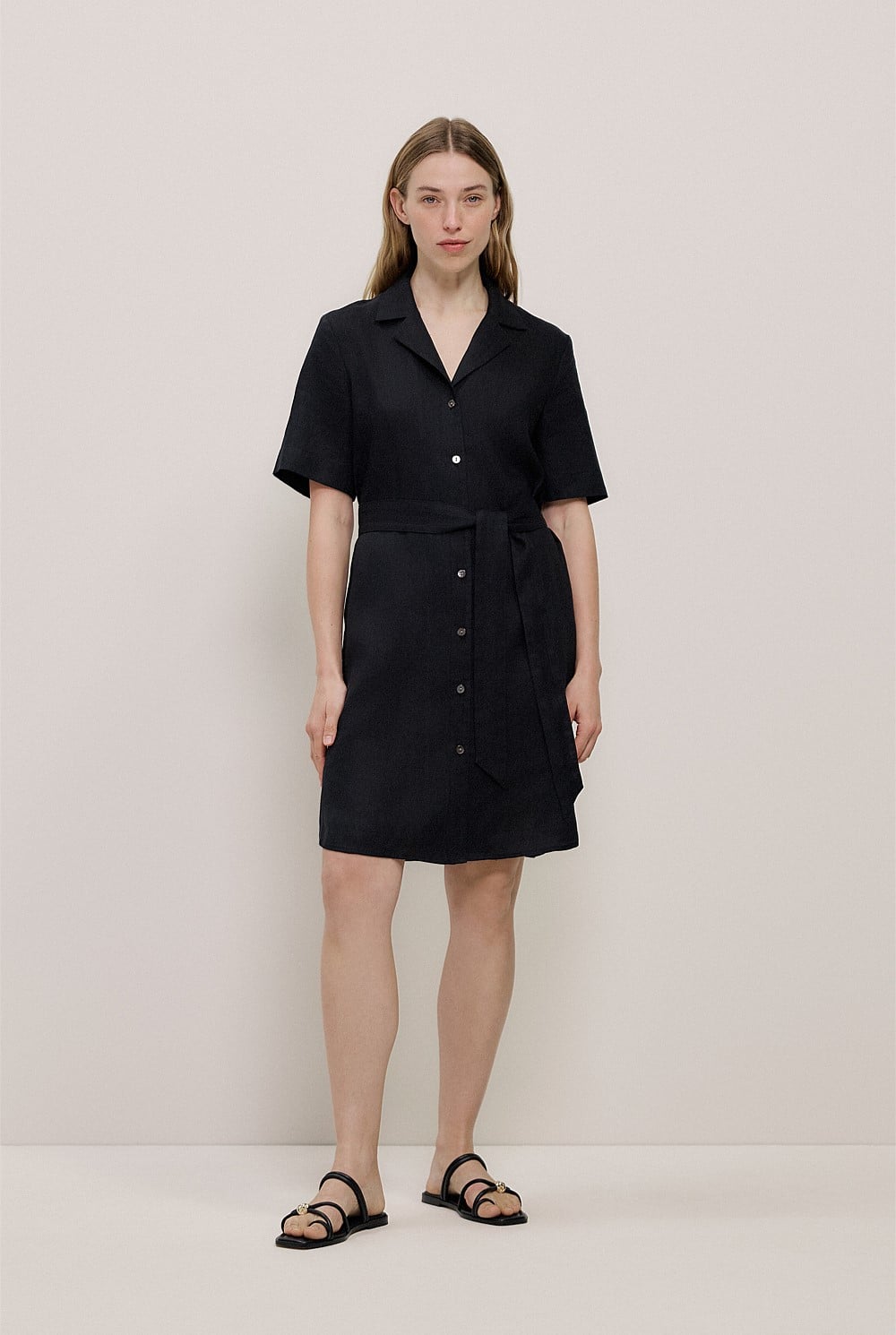 Linen Belted Shirt Dress