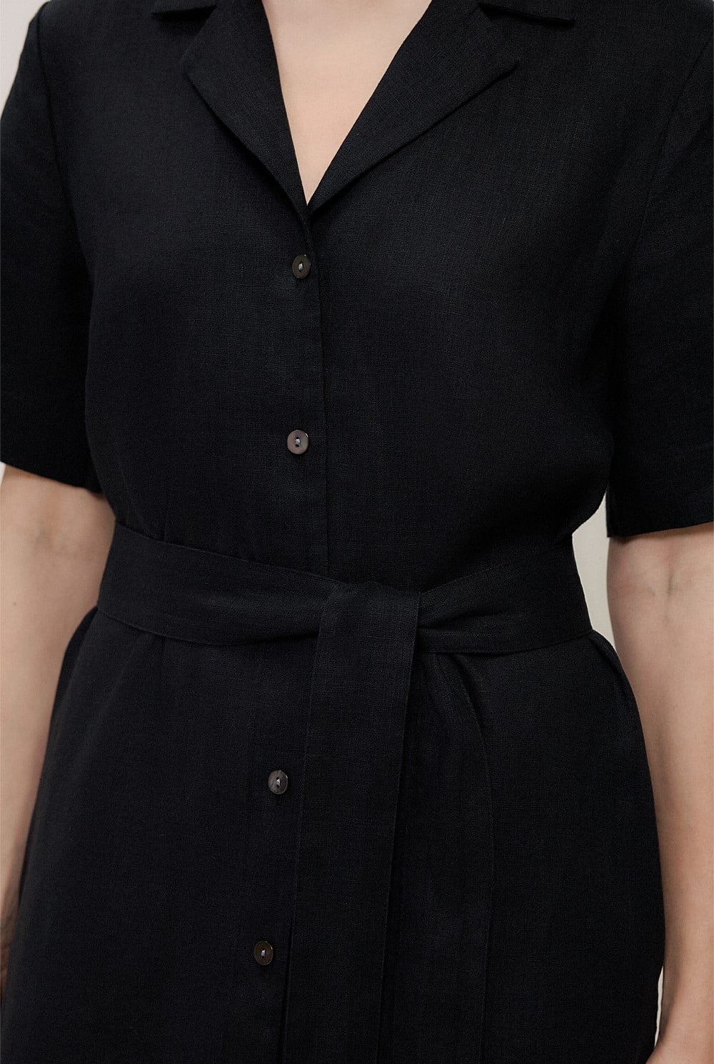 Linen Belted Shirt Dress