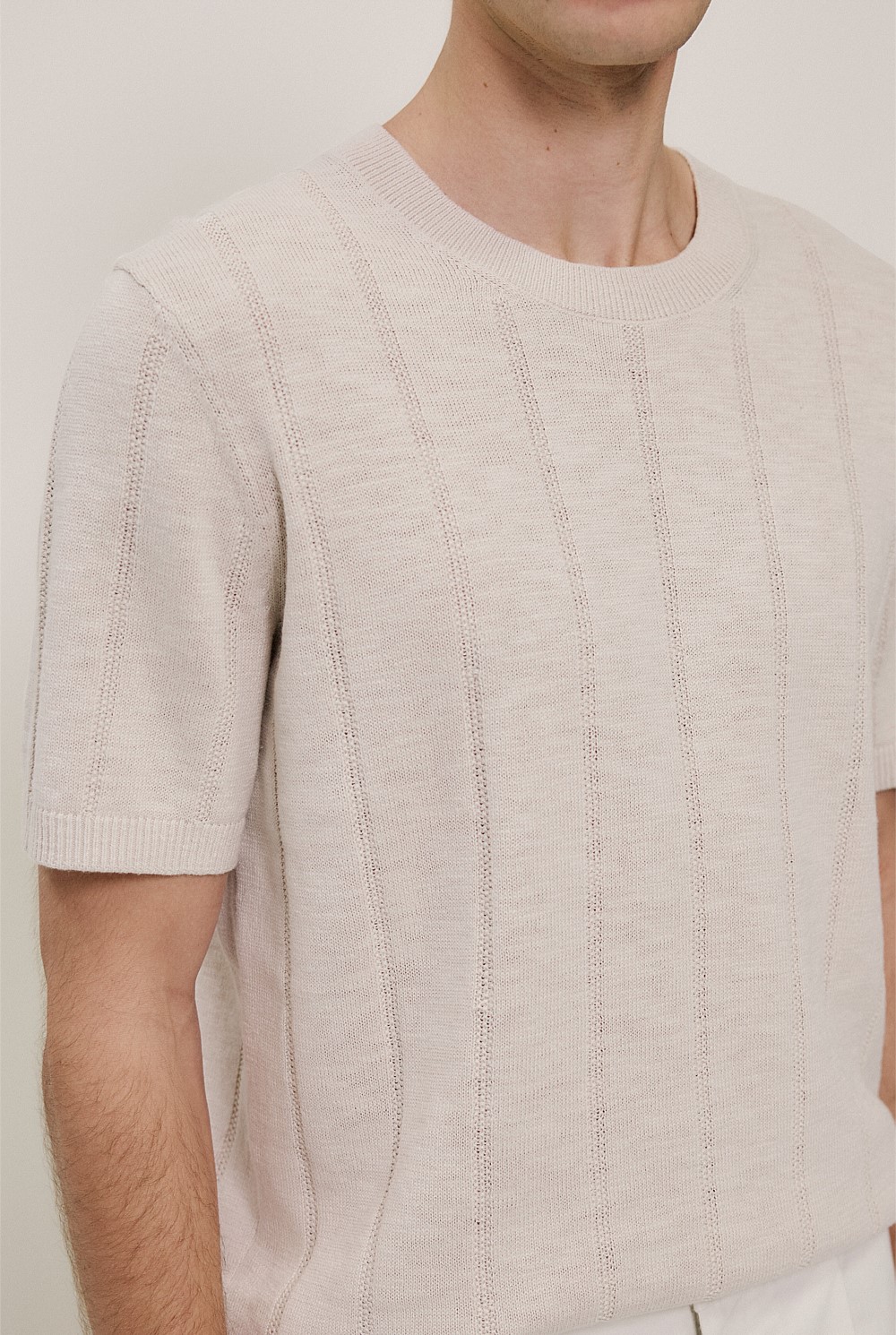 Linen Cotton Slub Knit T-shirt