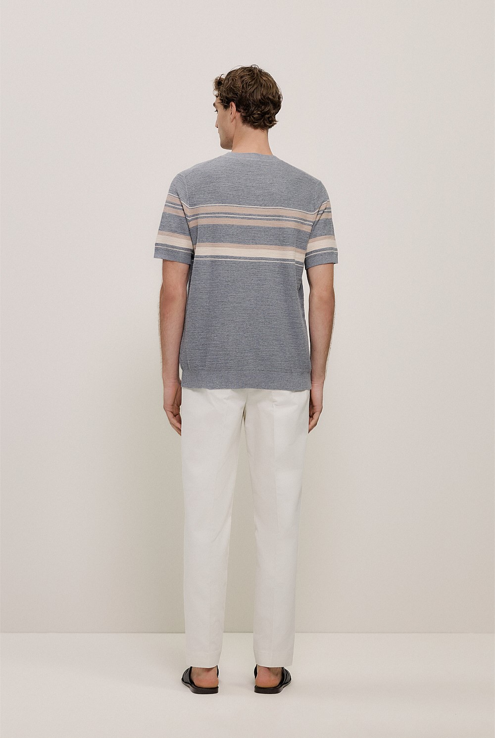 Cotton Linen Stripe Knit T-shirt