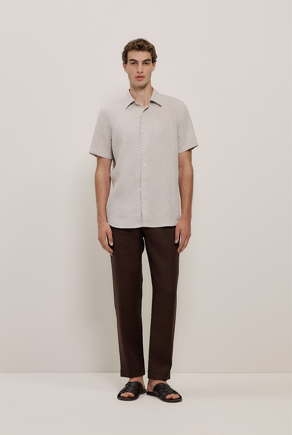Yarn Dyed Linen Short Sleeve Shirt