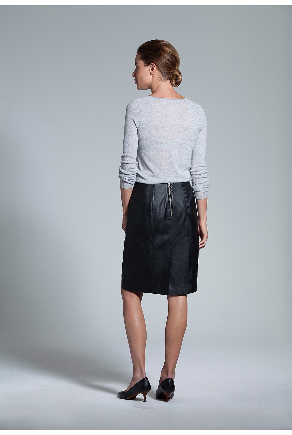 Leather Zip Front Skirt