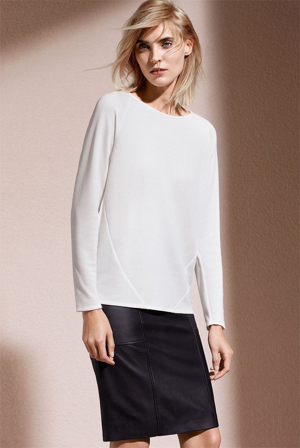 Leather Zip Front Skirt