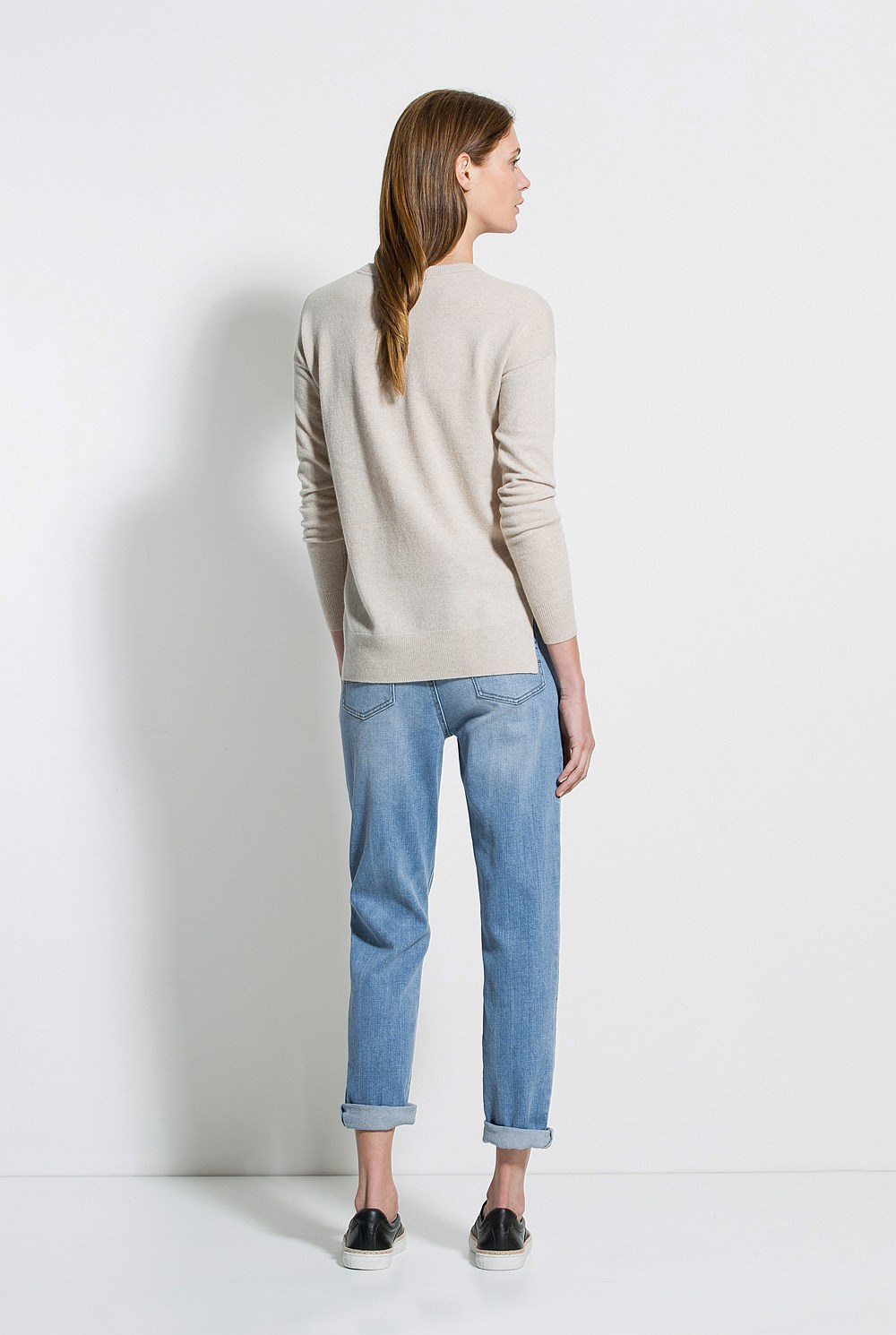 Step Hem Merino Cashmere Pullover