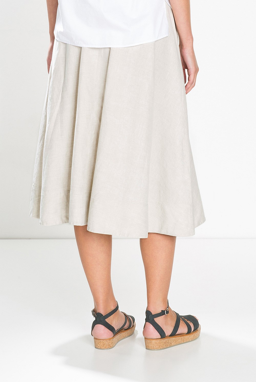 Gathered Flax Linen Cotton Skirt