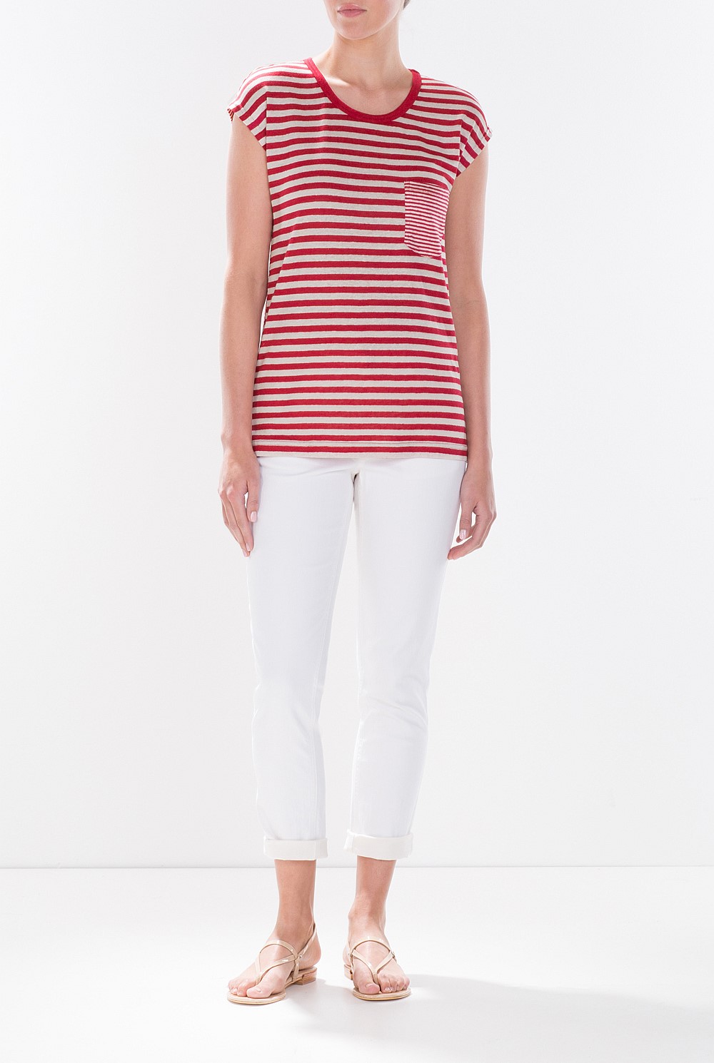 Multi Striped Linen T-Shirt