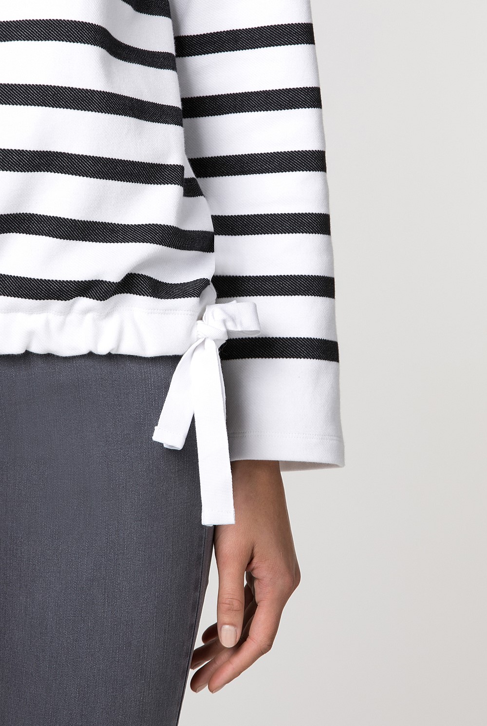 Textured Striped Tie Hem T-Shirt