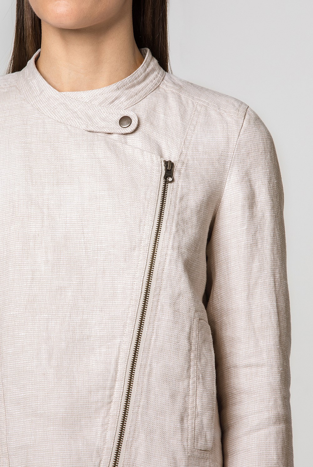 Linen Yarn Dyed Biker Jacket