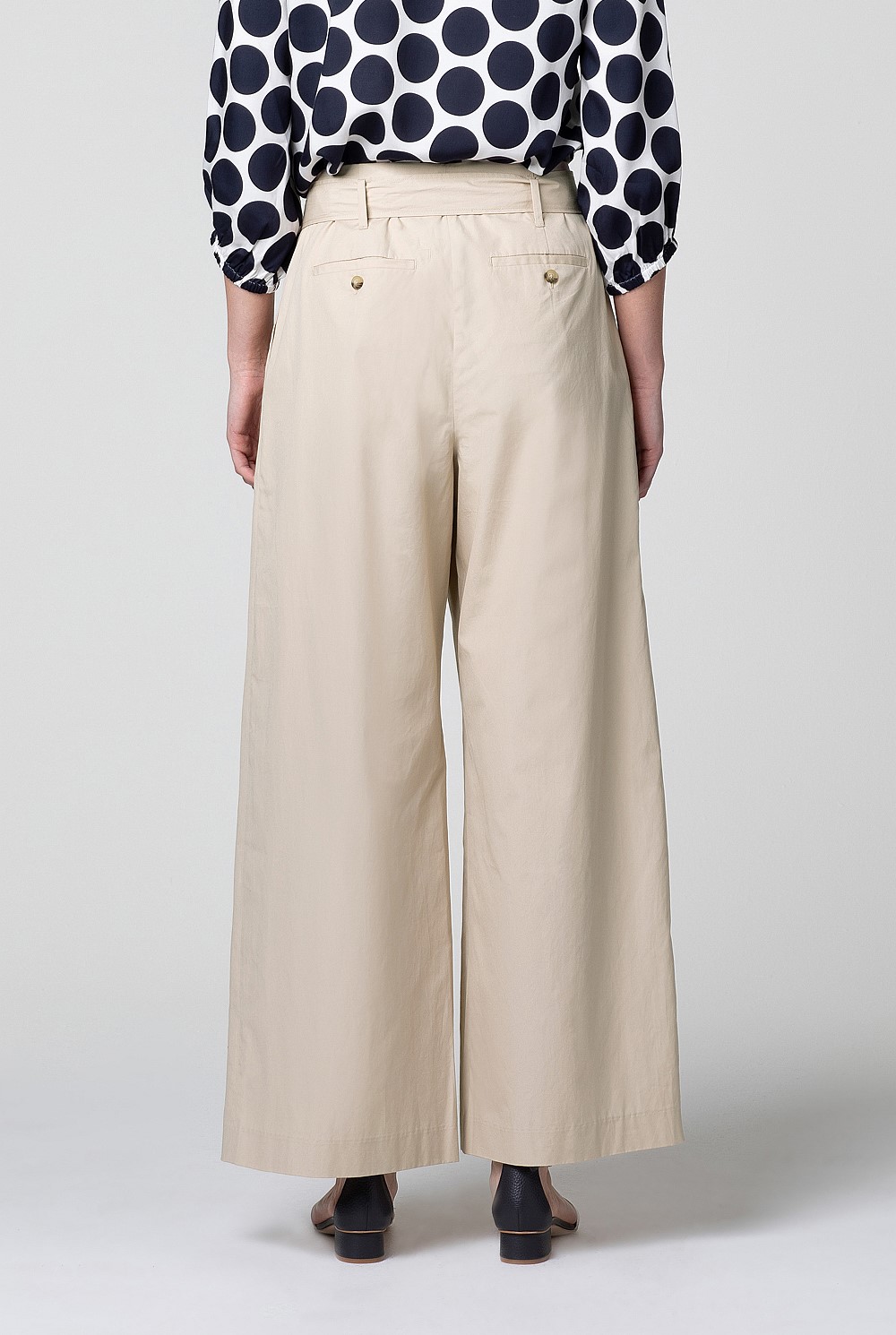 Tie Front Wide Leg Cotton Trouser