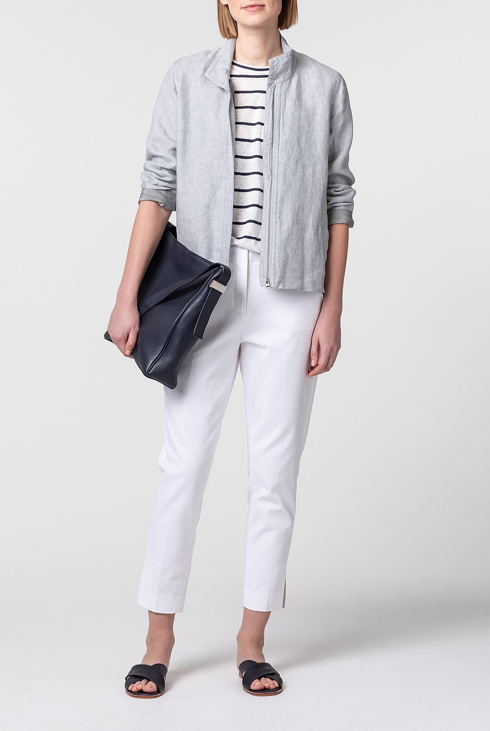 Sporty Yarn Dyed Linen Jacket
