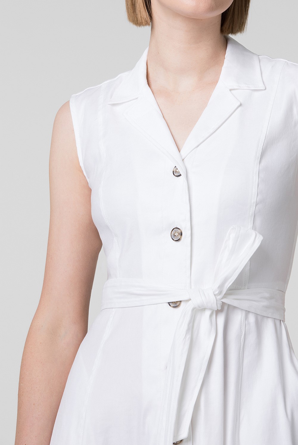 Stretch Linen Button Dress