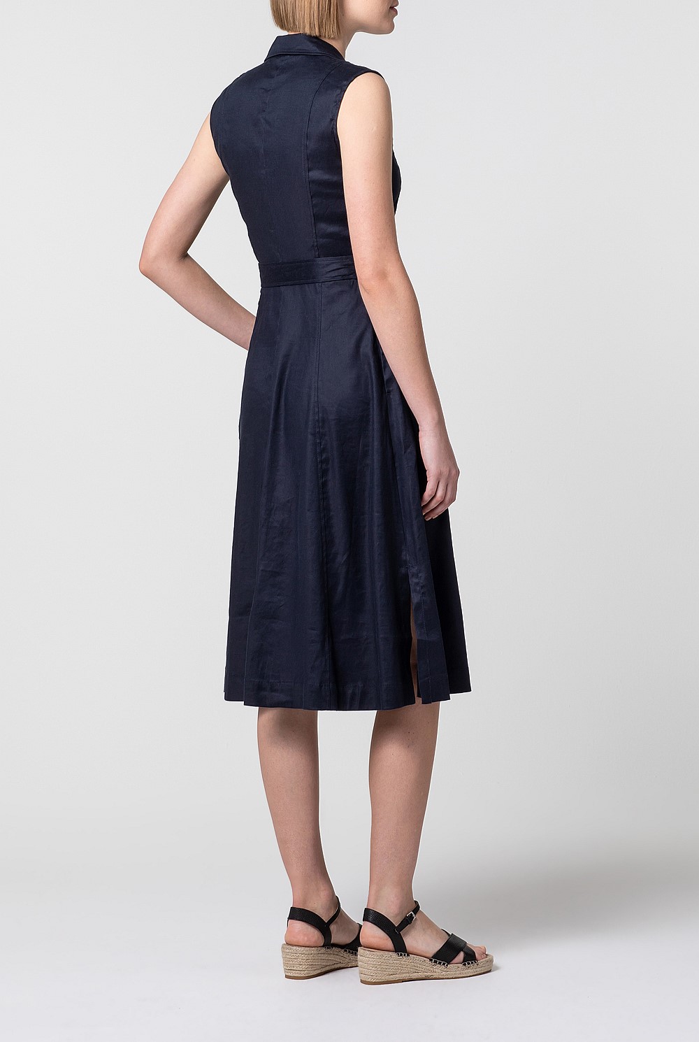 Stretch Linen Button Dress