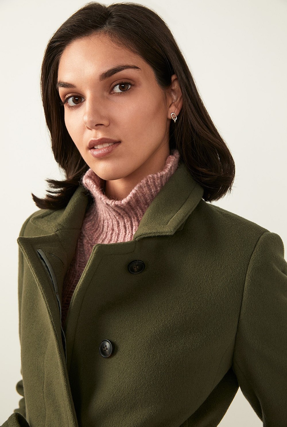 Funnel Neck Woollen Coat