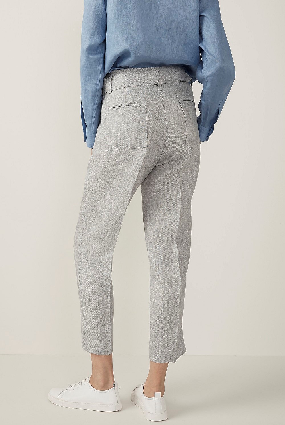 Linen Yarn Dyed Tie Front Pant