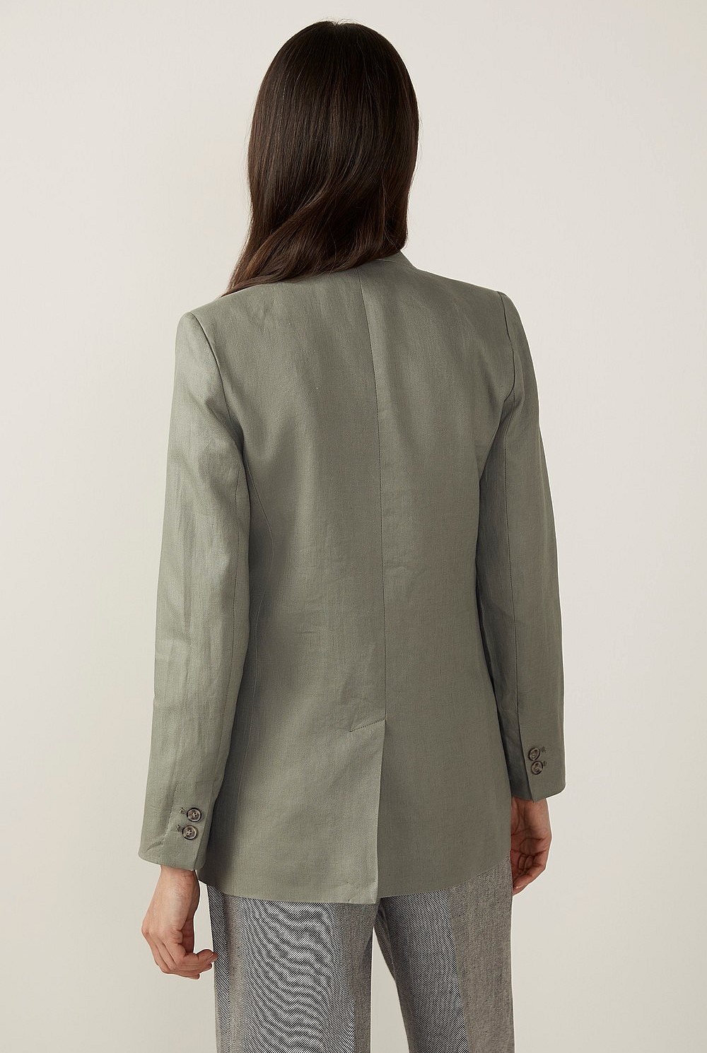 Linen Longline Double Breasted Blazer