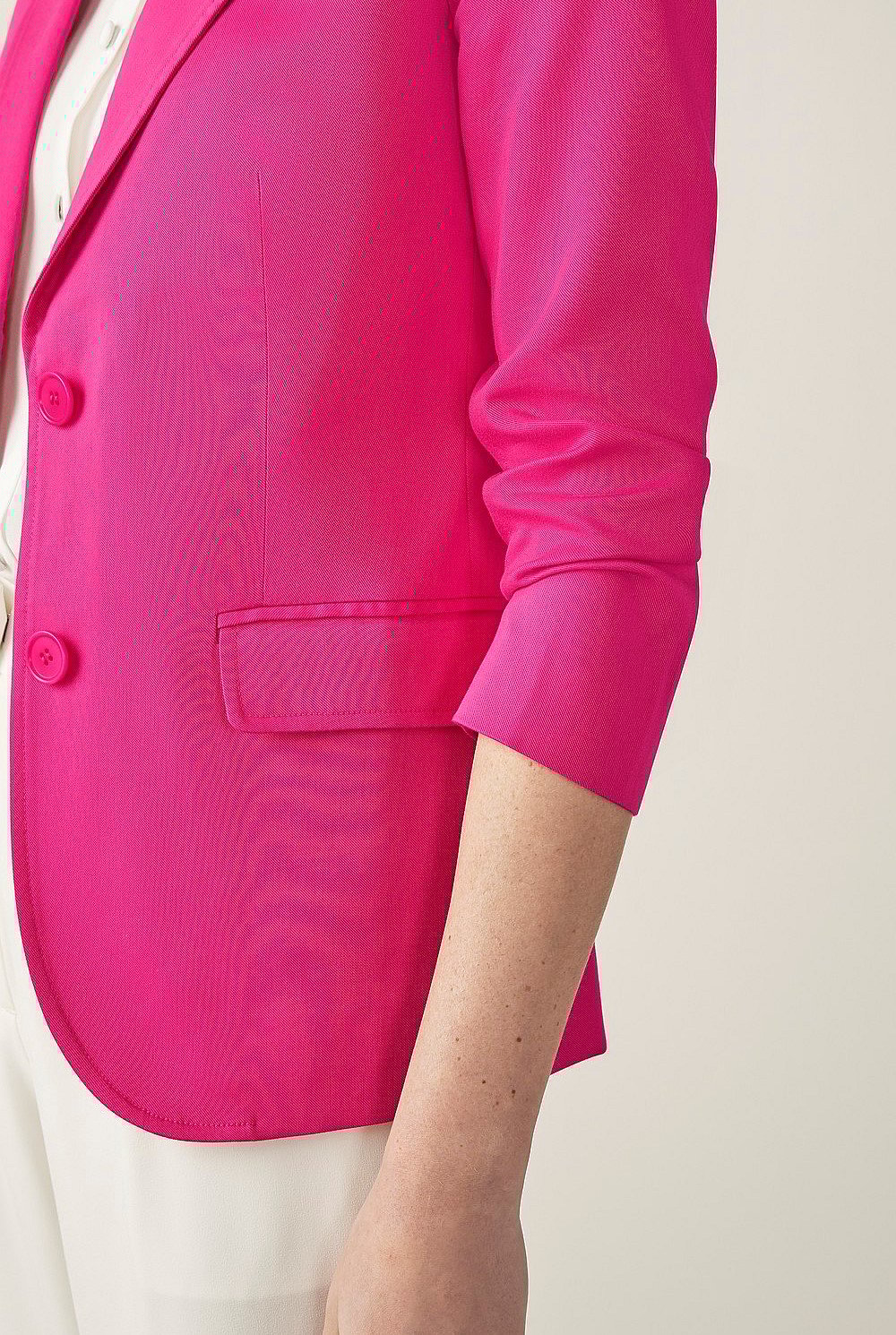 Cotton Blend Crop Sleeve Blazer