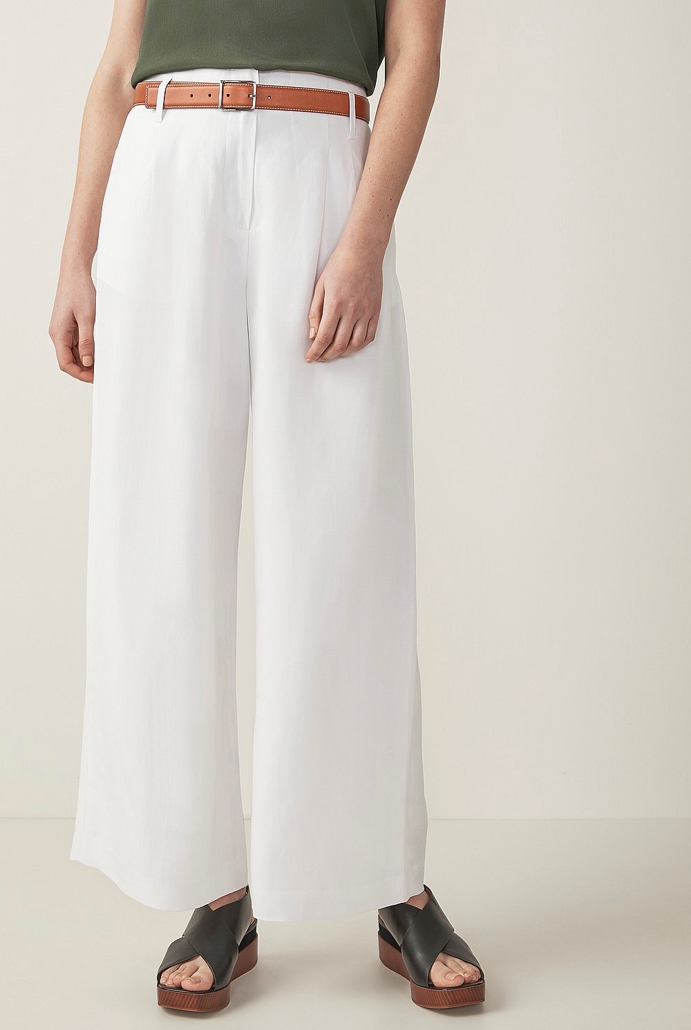 Cupro Belted Wide Leg Pant