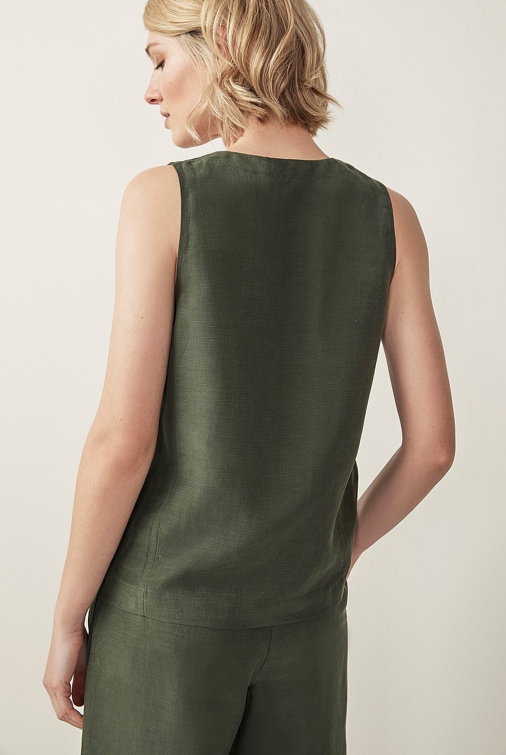 Linen Cupro V-Neck Top