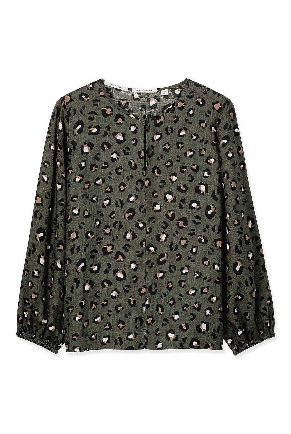 Linen Leopard Gathered Sleeve Top