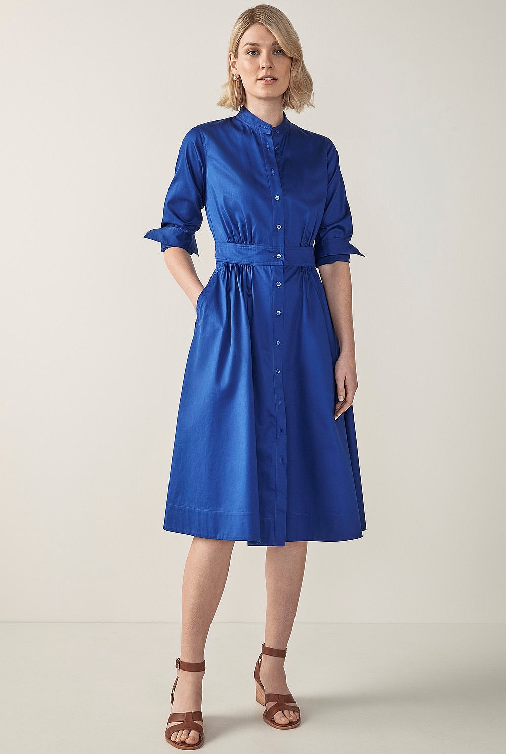 Cotton Sateen Shirt Dress