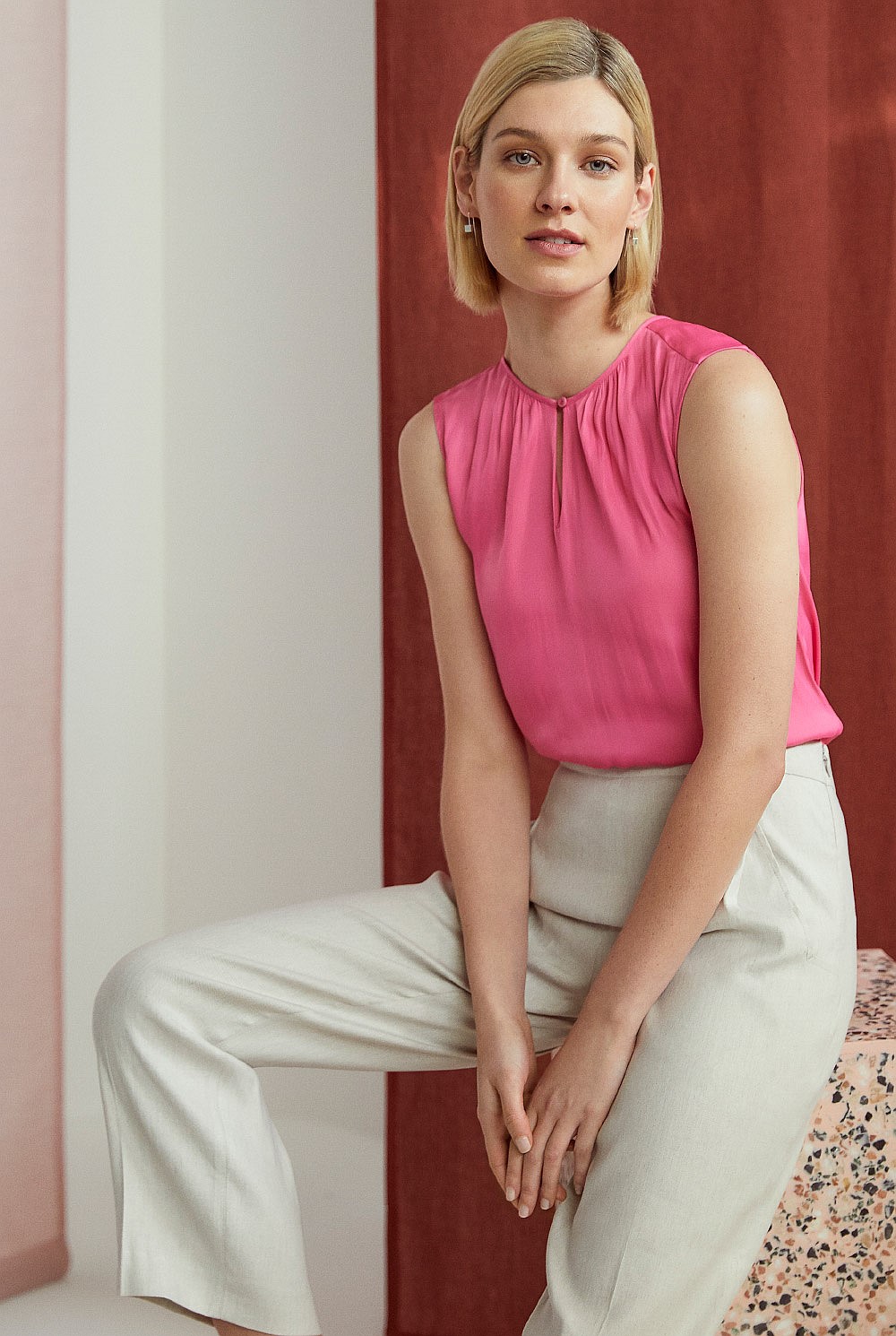 Stretch Linen Yarn Dyed Pant