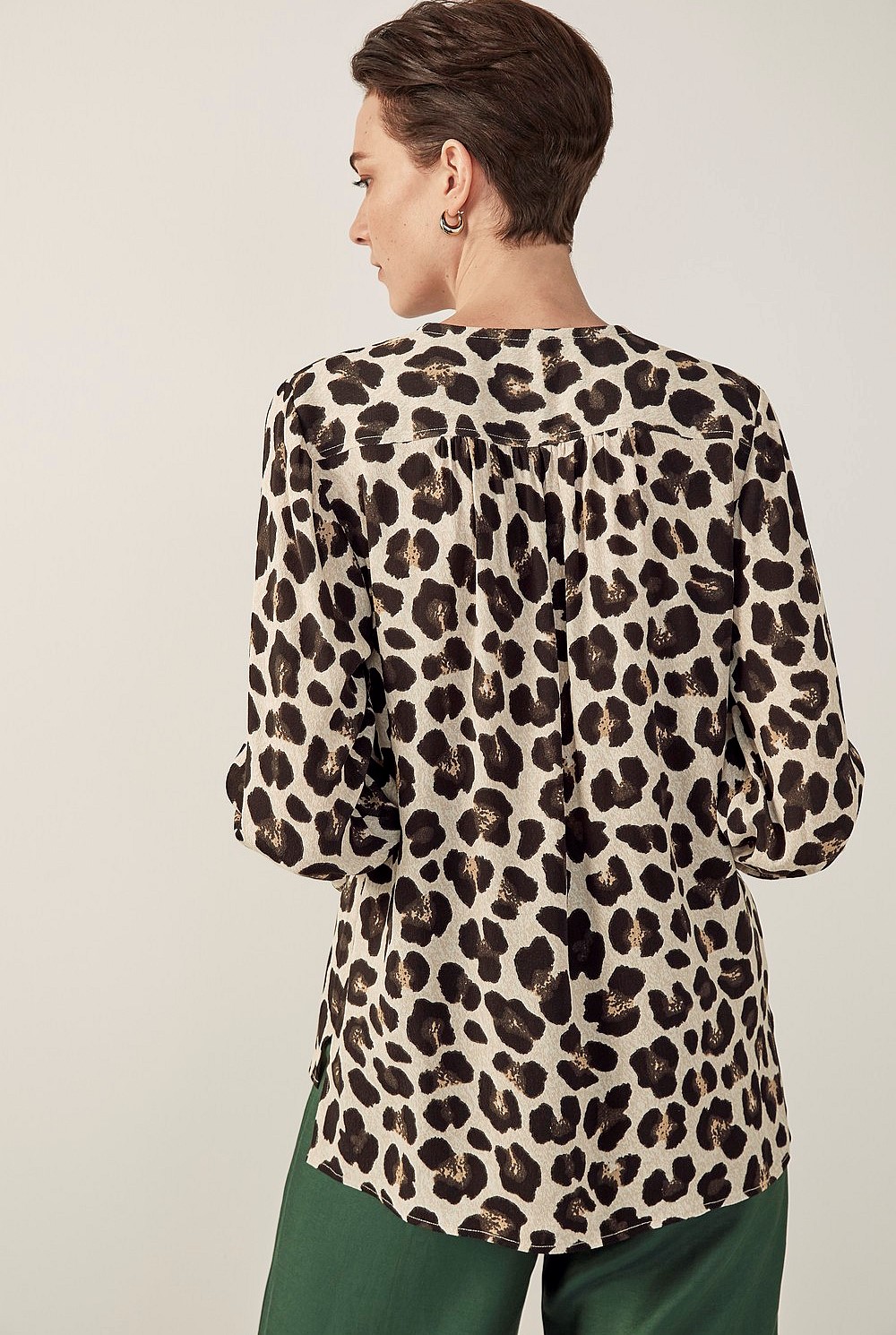 Ocelot Print Drape Blouse