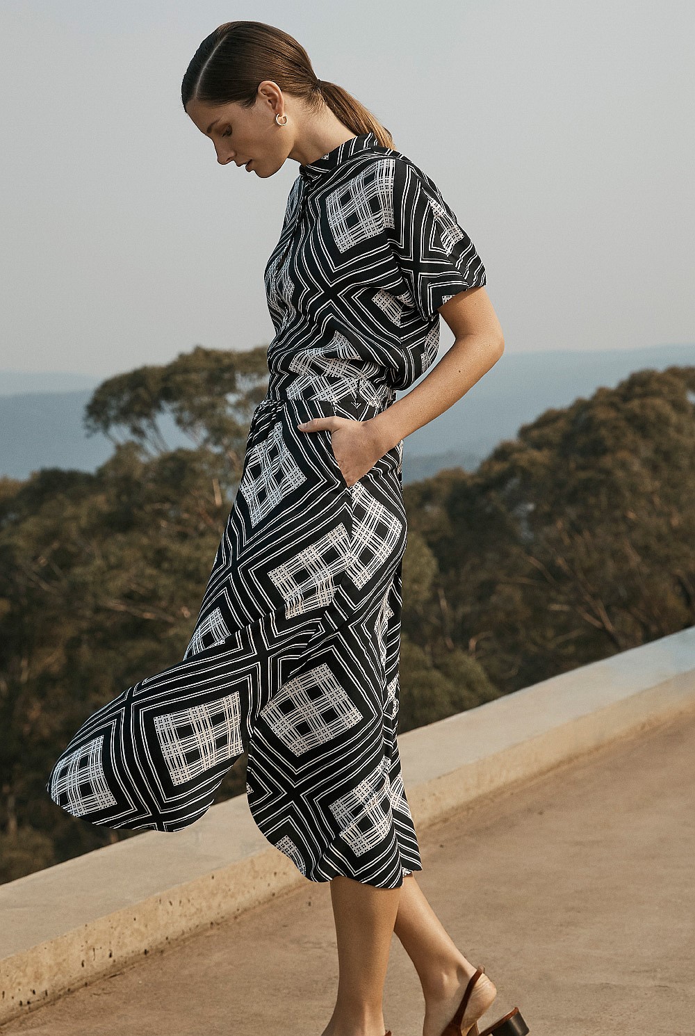 Geo Tile Print Blouse