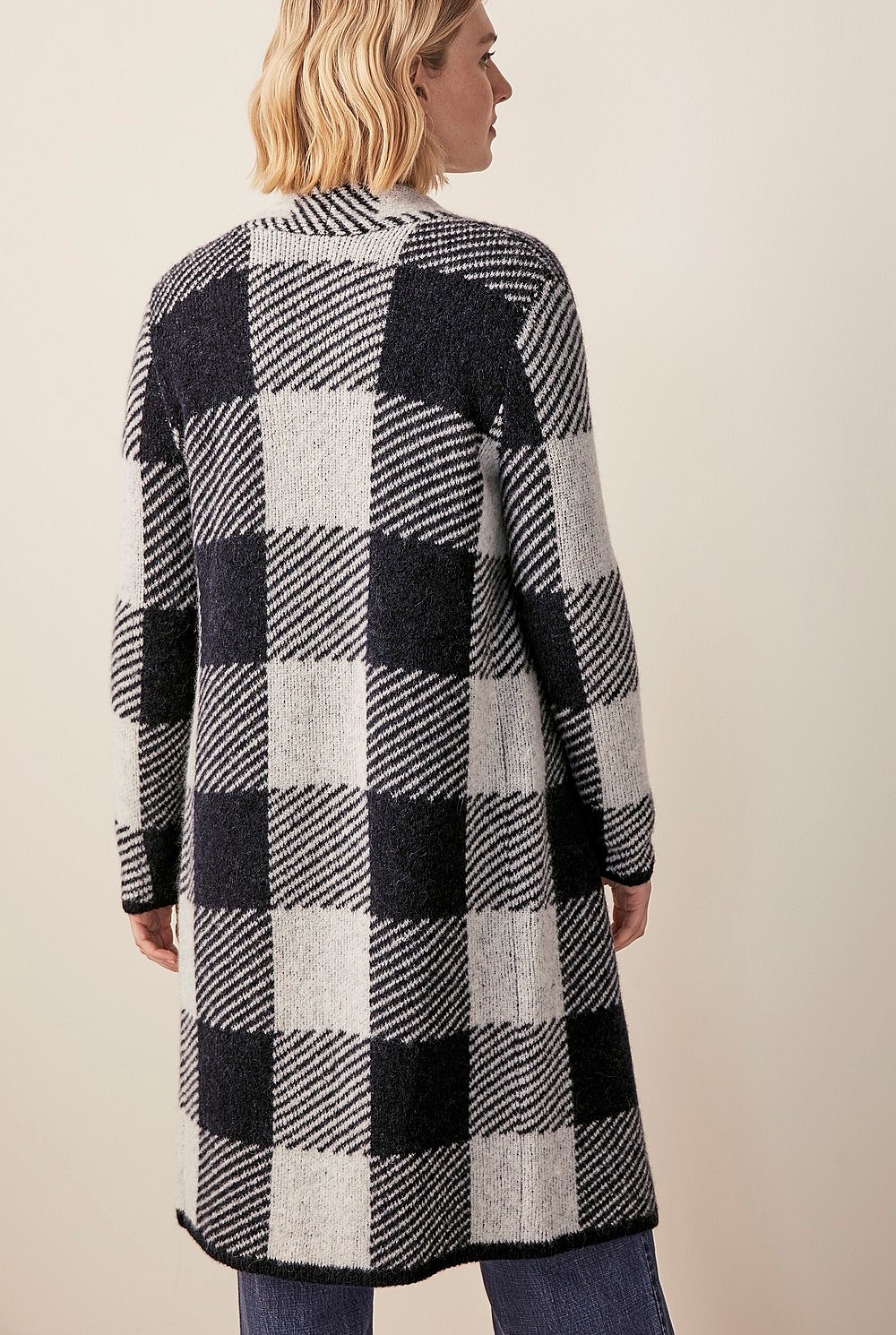 Alpaca Blend Check Cardigan