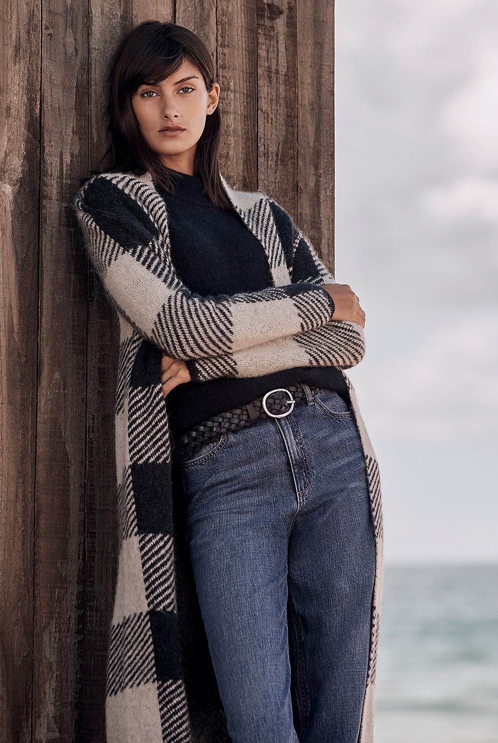 Alpaca Blend Check Cardigan