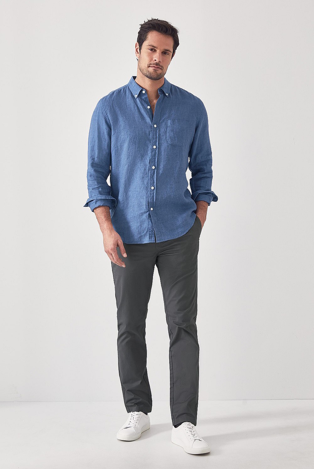 Regular Fit Delave Linen Long Sleeve Shirt