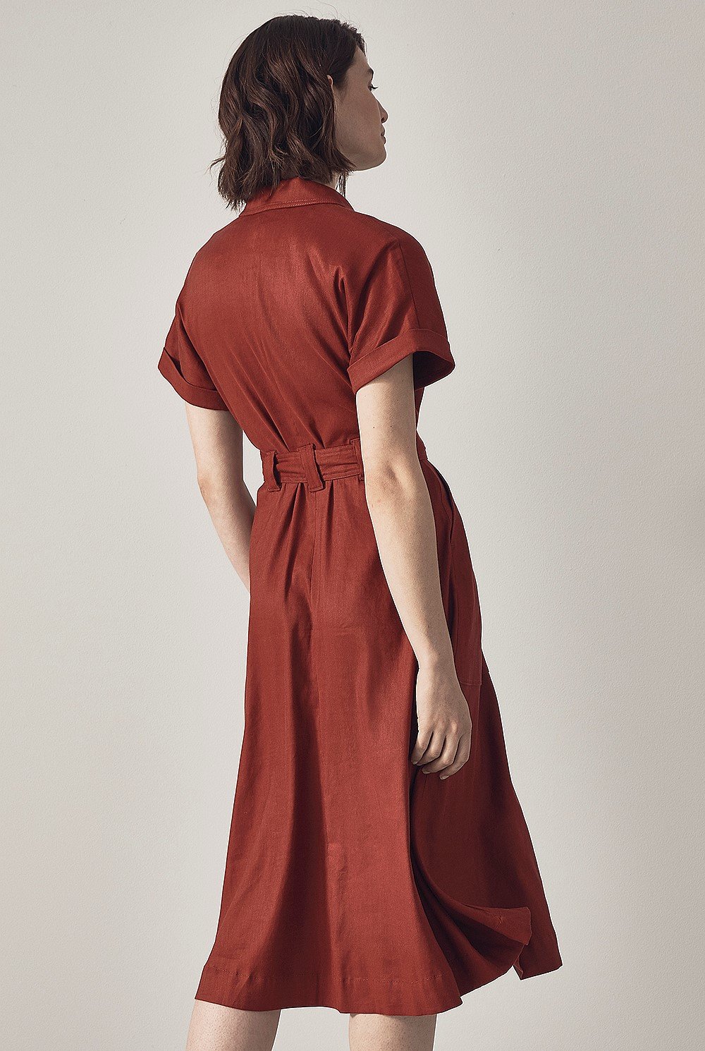 Stretch Linen Wrap Dress