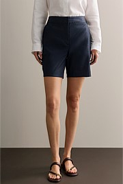 Stretch Linen Blend Longline Short