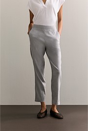 Yarn Dyed Stretch Linen Blend Pull On Pant