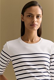 Australian Cotton Breton Stripe Half Sleeve T-shirt