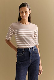 Australian Cotton Breton Stripe Half Sleeve T-shirt