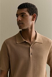 Mercerised Cotton Textured Knit Polo