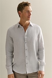 Regular Fit Yarn Dyed Linen Puppytooth Shirt